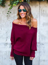 Knit Sexy Long Sleeve Off Shoulder Pullover Sweater