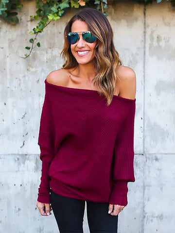 Solid Color V-Neck Twist Knitted Casual Basic Sweater