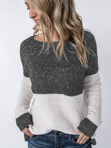 Knit V-Neck Long Sleeves Oversize Loose Sweater