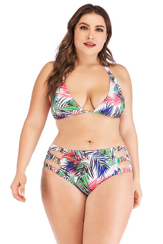 Solid Color Sexy Split Large Size Swimsuit