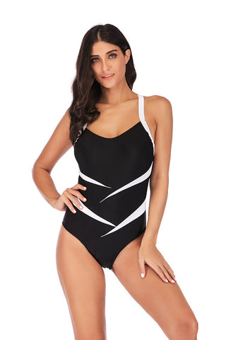 Solid Color Deep V Strap Sexy Swimsuit