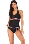 slv plus size push up striped swimwear