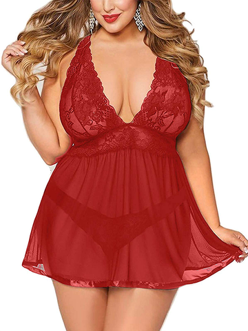 Women's Sexy Satin Long Nightgown Lace Slip Lingerie