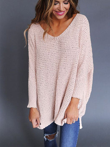 Round Neck Heart Print Knitted Sweater