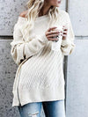 Solid Color Casual Shawl Collar Lace Up Fit Knitted Sweater