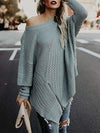 Zipper Knit Batwing Sleeve Sweater - BelleChloe