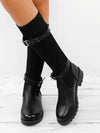 [Quality] Knitted Fabric Attached Boots Warm Flat Boots - BelleChloe