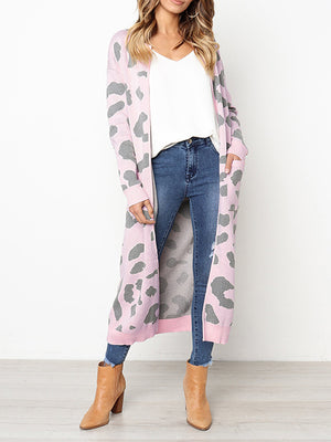 Leopard Printed Sweater Long Cardigan - BelleChloe