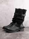 [Quality] Knitted Fabric Attached Boots Warm Flat Boots - BelleChloe