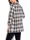 【Quality】Loose Casual Irregular Tassel Plaid Printed Cardigan Shirt - BelleChloe