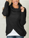 Knitted Buttons Casual Irregular Hem Special Collar Sweater - BelleChloe
