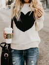 Round Neck Heart Print Knitted Sweater - BelleChloe