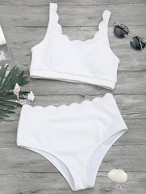 Shoulder Solid Color Split Swimsuit - BelleChloe