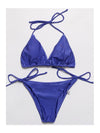 Solid Color Lace Up Adjustable Split Bikini - BelleChloe