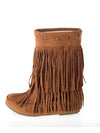Women'S Brown Round Toe Shortie Boots