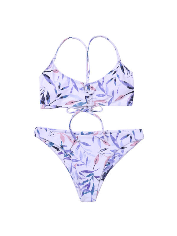 High Cut Floral Printed Bikini Swimsuit - BelleChloe