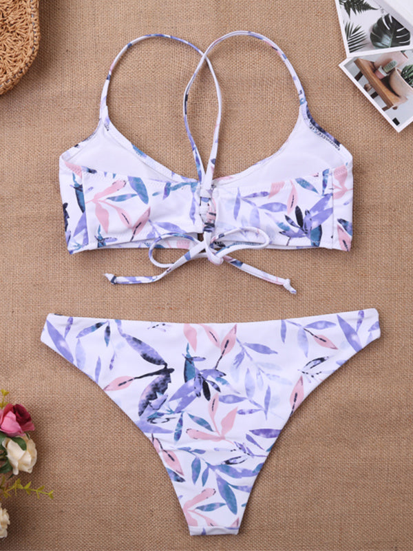 High Cut Floral Printed Bikini Swimsuit - BelleChloe