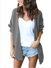 Casual Ribbed Knitted Open Front Cardigans Lace Up Back Sweater