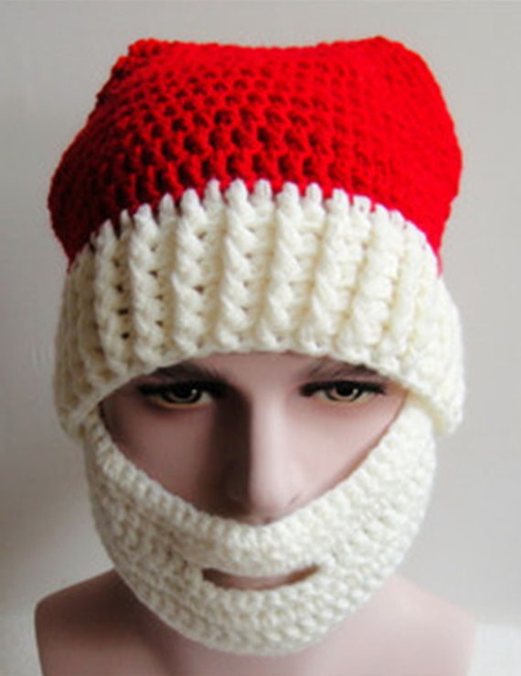 Christmas Hair Ball Knit Beard Mask Wool Hat - BelleChloe