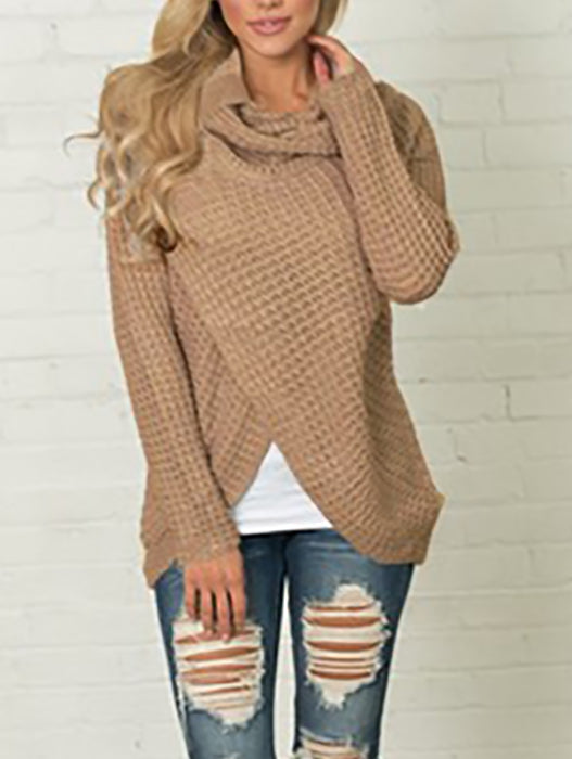 Irregular Buttons Ruffle Collar Cute Pullover Sweater - BelleChloe