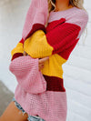 Colorful Stripe Loose Round Neck Sweaters Rainbow Sweaters - BelleChloe