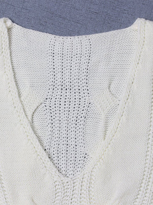 Long Sleeve Loose Knitted V-Neck Sweater - BelleChloe