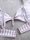 Adjustable High Waist Stripe Bandage Swimsuit - BelleChloe