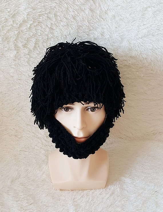 Autumn And Winter Beard Wig Wool Hat Handmade Knit Funny Straw Hat - BelleChloe