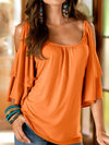 Solid Color Elbow Sleeve Two-Layer Fabrics Tops - BelleChloe
