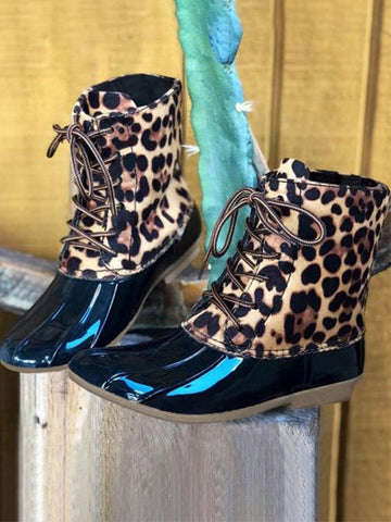 Leopard Pattern Autumn Winter Ankle Boots Chunky Boots