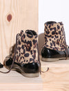 Leopard Print Waterproof Lace-up Duck's Palm Shape Boots - BelleChloe