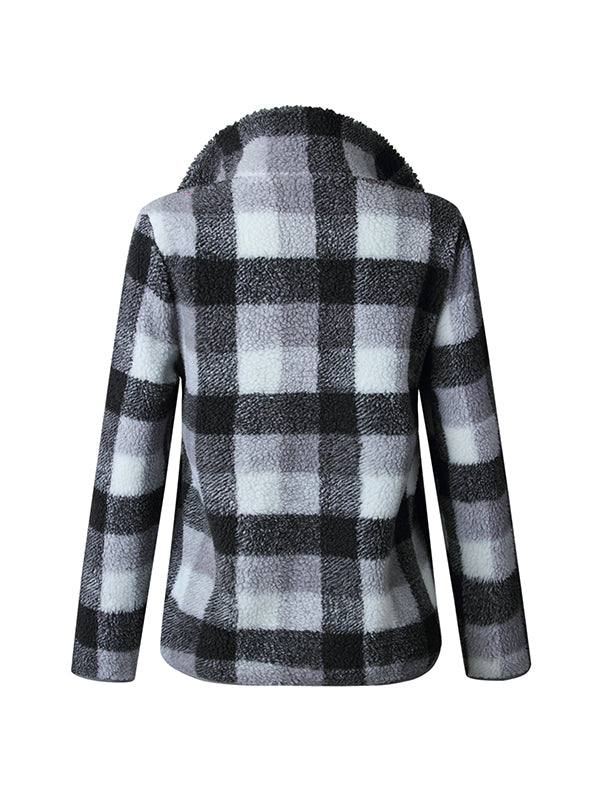 Zipper Design Plaid Hoodies Sweater - BelleChloe