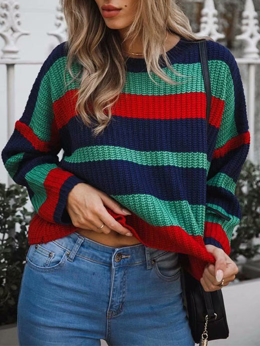 Loose Stripe Short Sweater - BelleChloe