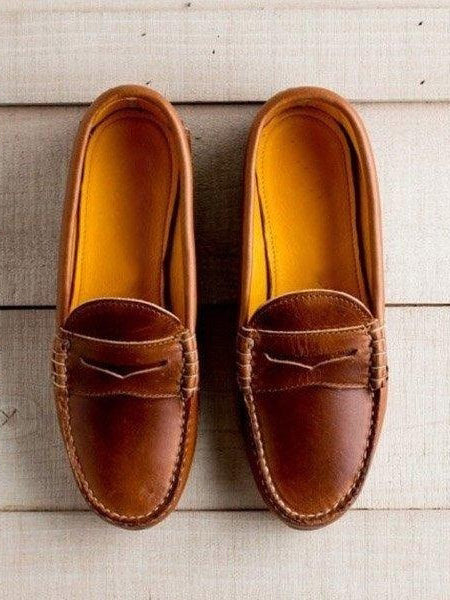 Comfortable Smooth Cow Leather Flat Casual Loafer - BelleChloe