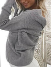 Backless Long Sleeve V-Neck Wrap Designed Knitted Sweater - BelleChloe