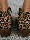 Leopard Pattern Autumn Winter Ankle Boots Chunky Boots - BelleChloe