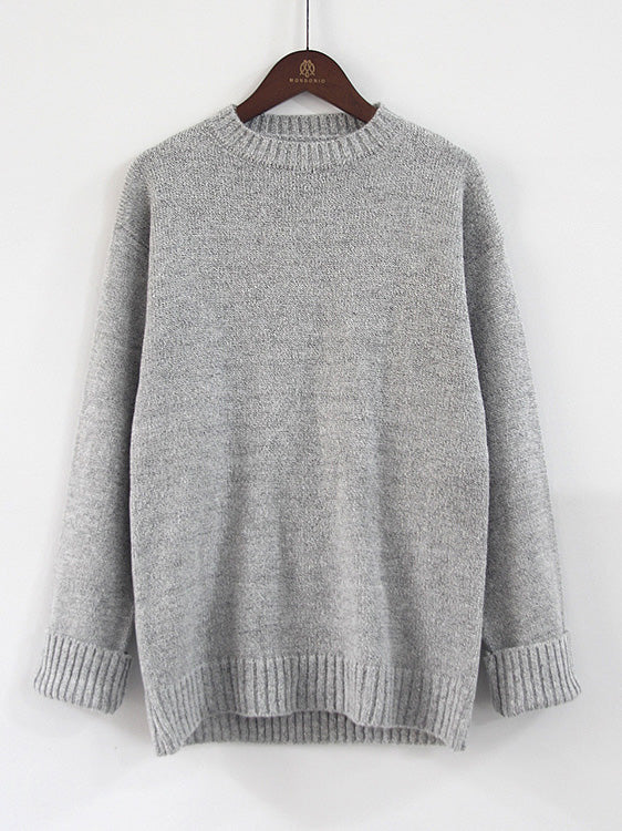 Loose Knit Round Neck Pullover Sweater - BelleChloe