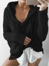 Mohair Hood Drawstring Velvet Sweater - BelleChloe