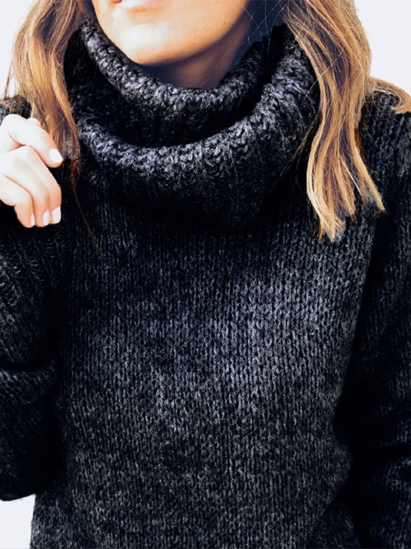 Warm Female High Collar Pullover Sweater - BelleChloe