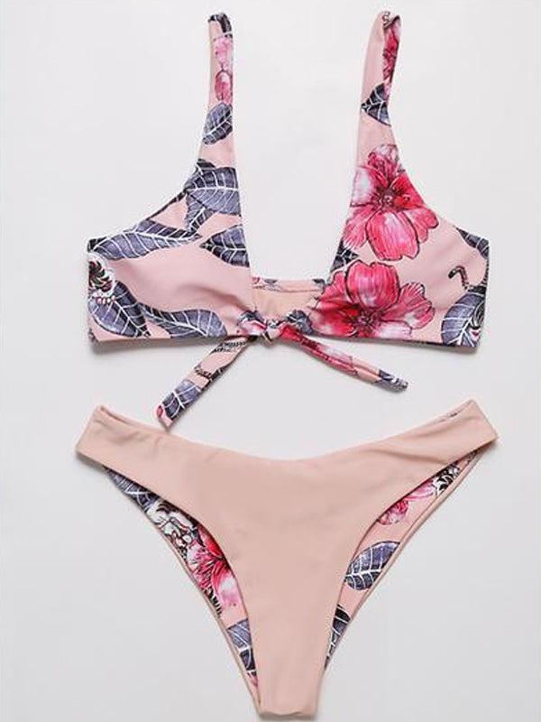 Print Sexy Adjustable High Waist Split Swimsuit - BelleChloe