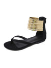 Toe Gold-Tone Footband Fashion Flat Sandals - BelleChloe