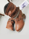 Fashionable Rivet Buckle High-Heel Middle Boots - BelleChloe