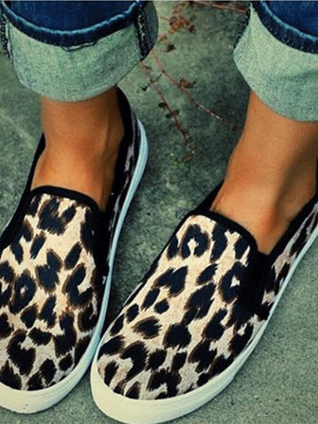 Leopard Print Waterproof Lace-up Duck's Palm Shape Boots