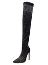 Fashion Runway Crystal Stretch Fabric Sock Boots - BelleChloe